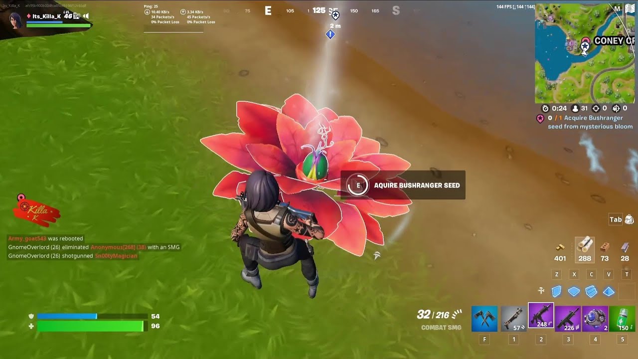 Acquire Bushranger seed from mysterious bloom - Fortnite - YouTube