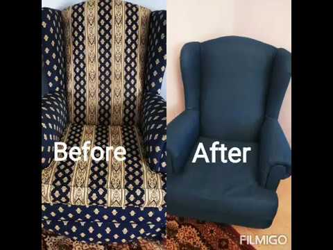 Αλλαγή υφάσματος σε πολυθρόνα βήμα βήμα /DIY reupholster wing back chair