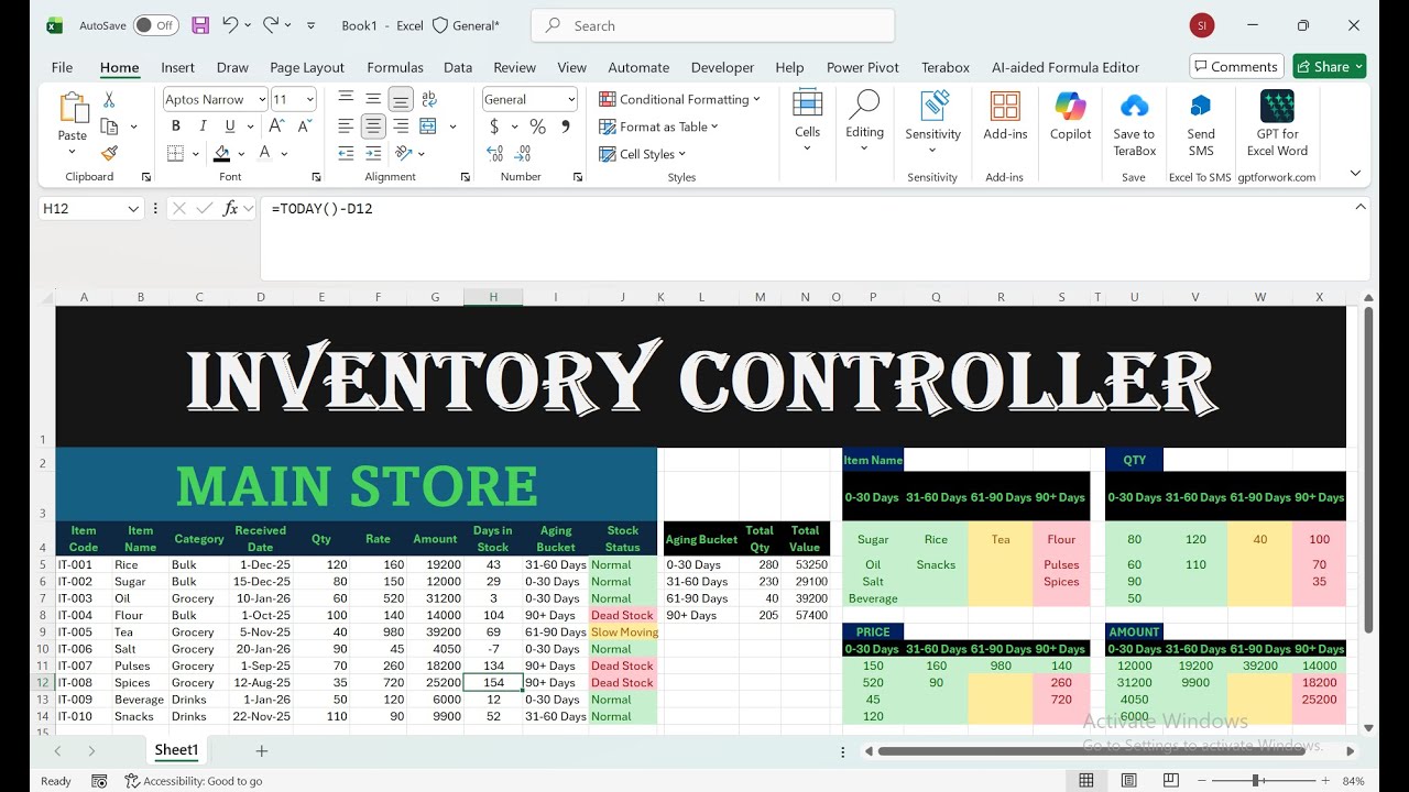 How To Make Stock Aging Report in Excel | Inventory Aging Analysis | Warehouse Excel Tutorial