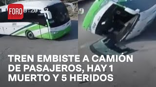 Camión quiere ganar a tren y termina volcado en Tlamaco, Hidalgo - Las Noticias