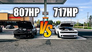 How much faster is a Hellcat Super Stock 807HP vs Hellcat 717HP | THE ULTIMATE ROLL RACE