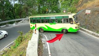 Private Bus And Tipper Lorries Very Struggle Of Turning On Hairpin bend At Agumbe Ghats