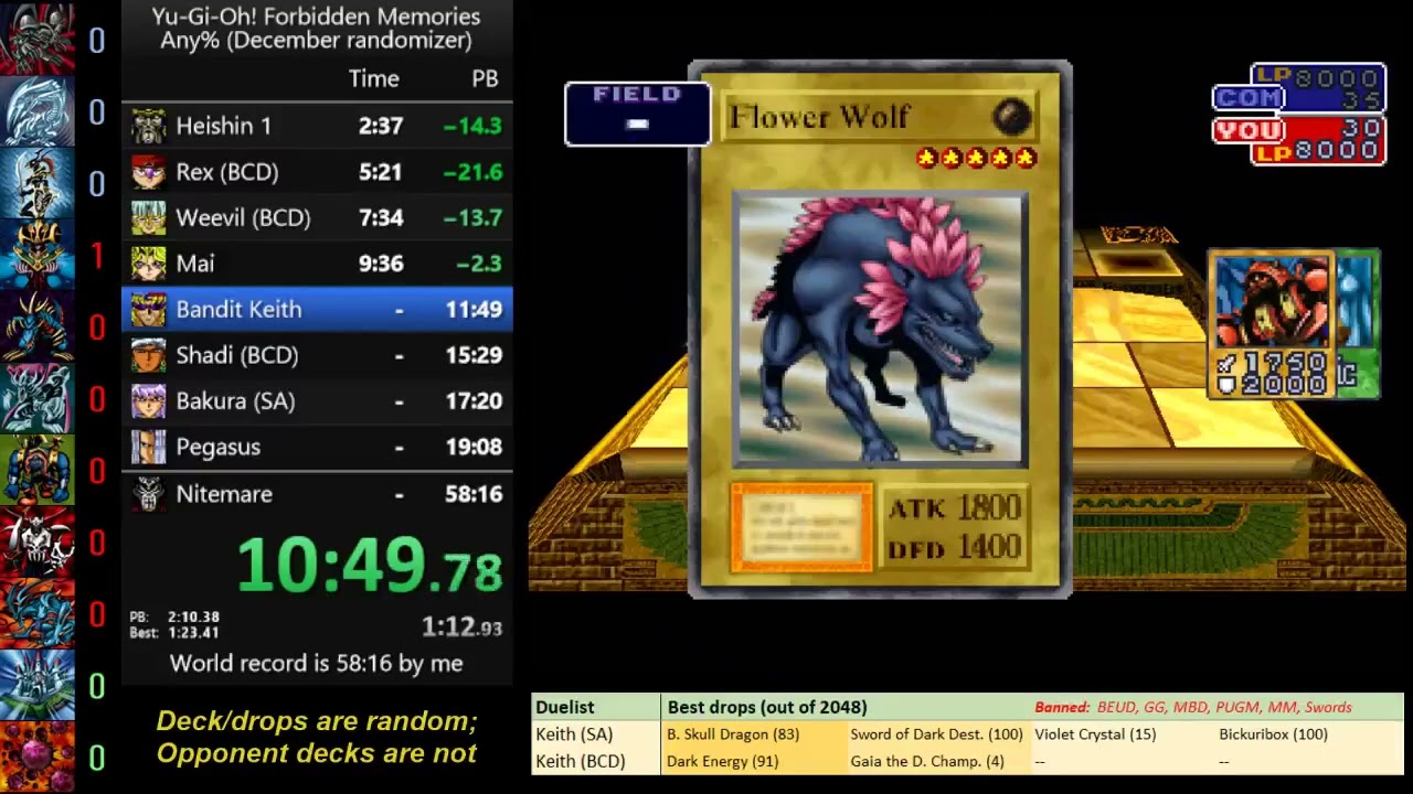 Yu-Gi-Oh! Forbidden Memories 15-card randomizer speedrun in 