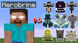 Herobrine vs All Minecraft Bosses,Wither Storm,Warden,Ferrous - Minecraft Mob Battle