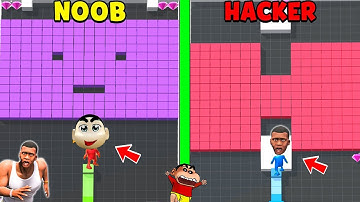 SHINCHAN PLAY COLOR FILL 3D WITH FRANKLIN | NOOB VS PRO VS HACKER | DREAM SQUAD OP