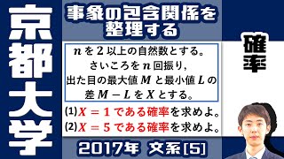 【京大2017】サイコロの確率（最大値 − 最小値）| 大学入試 過去問 解説