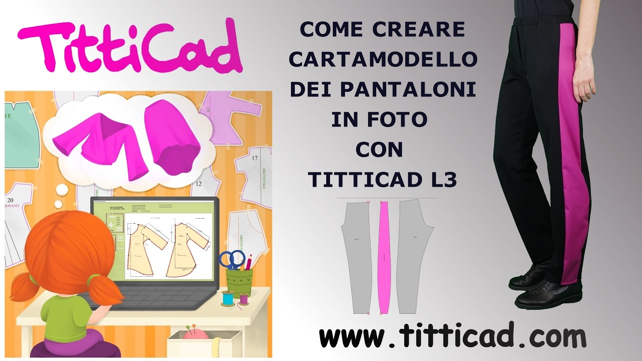 Come creare Cartamodello di un pantalone  balloon con bombatura bassa con TittiCad. MOD VT 56