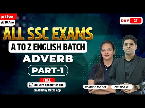 SSC English | Adverb  Part-1 | A to Z Batch | Day-27 | All SSC Exams | Rashika ma'am