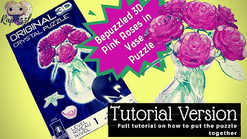 Bepuzzled 3D Crystal Puzzle- The Pink Roses in Vase- Tutorial Version