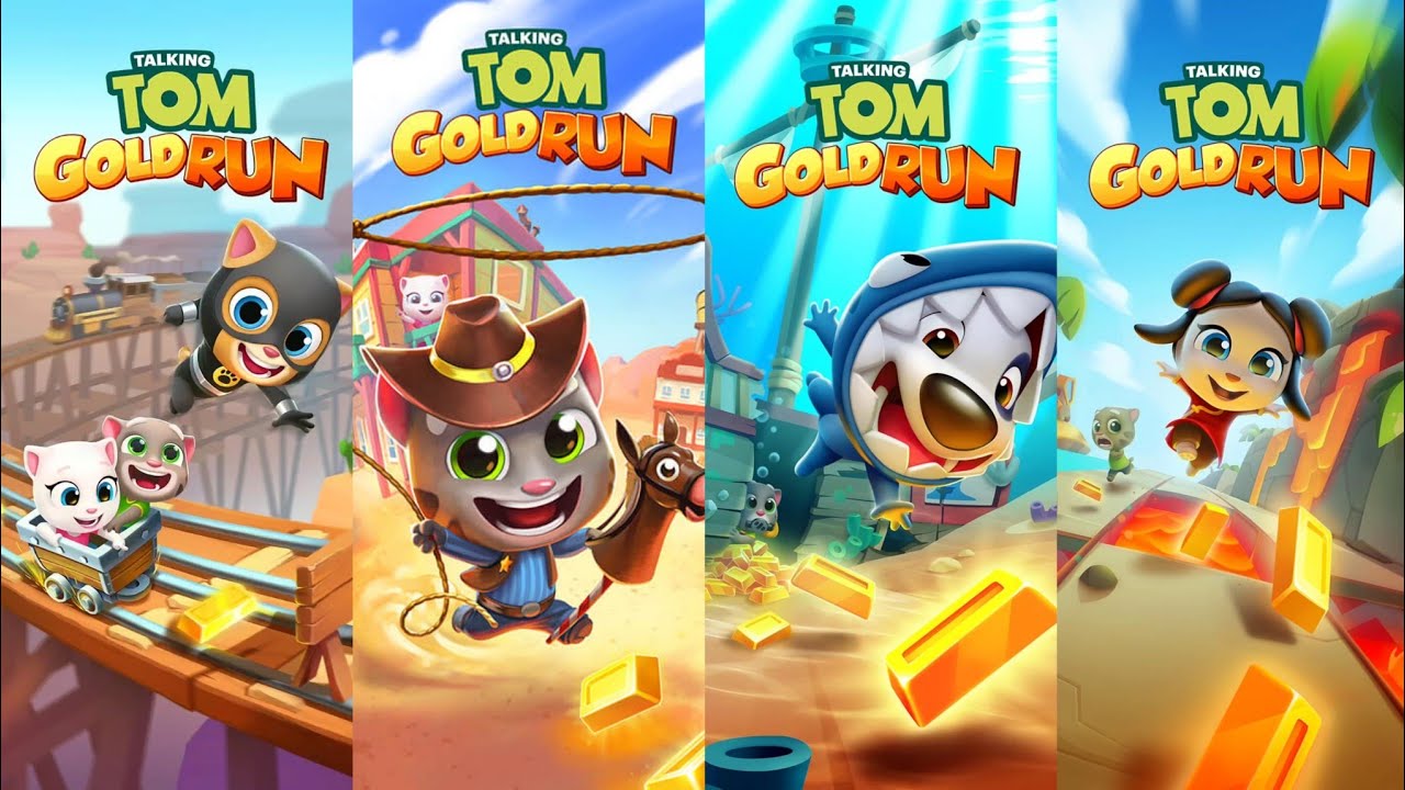 Talking Tom Gold Run Old Super Ginger Update Vs Wild West Side Vs Underwater Vs Lost City Gameplay