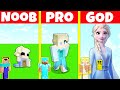 Minecraft Battle: FROZEN ELSA HOUSE CHALLENGE - NOOB vs PRO vs GOD / Animation