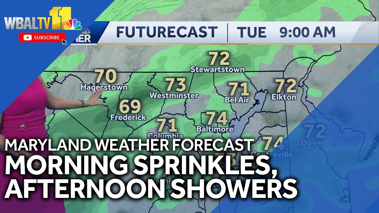 Morning sprinkles, stray showers by afternoon - YouTube