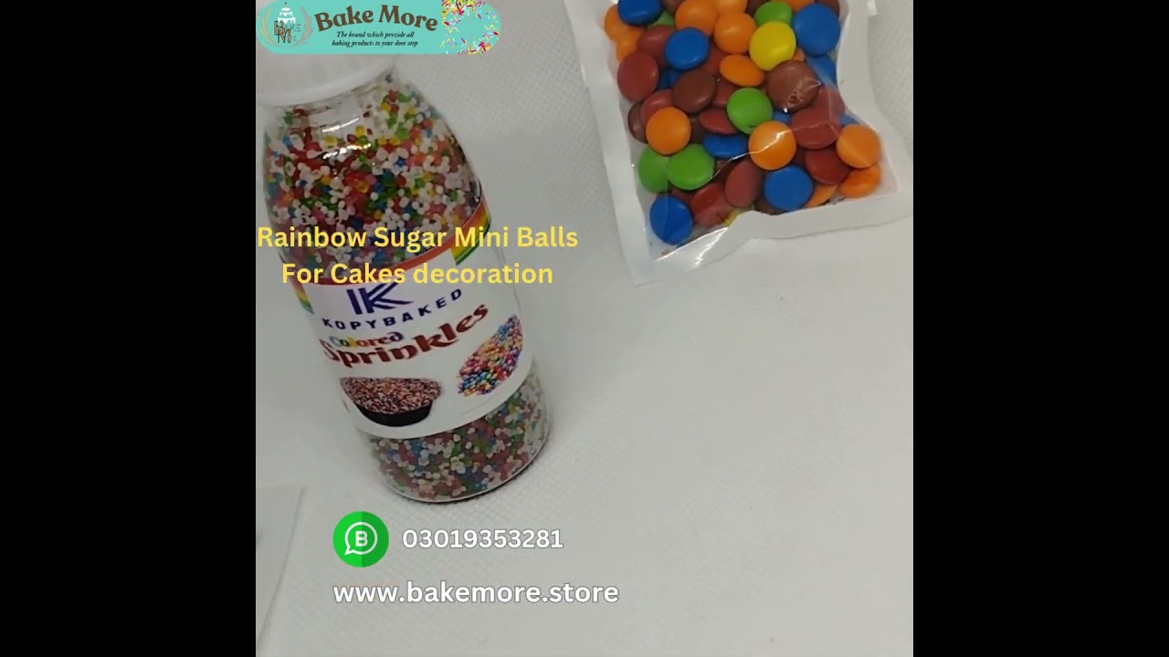 Rainbow Sugar Mini Balls 50 gm. Bottle use for Cakes decoration , pastries, Donuts, cupcake, ice-cre