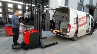 Custom-made electric pallet stacker #stacker #forklift #palletstacker #pallettruck #reachforklift