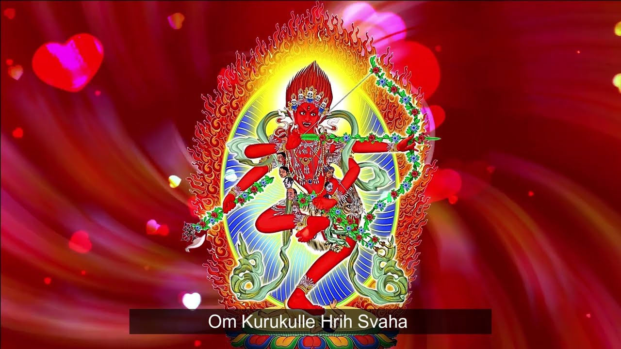 1 Hour  Kurukulla Mantra Om Kurukulle Hrih Soha  Red Tara Bodhisattva Mantra 
