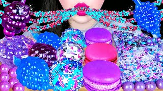 Asmr Galaxy Desserts 갤럭시 디저트 먹방 Purple Boba Blue Jelly 갤럭시 대왕젤리 파란색 틱톡젤리 우주 로프젤리 Eating Sounds