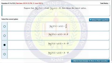 MTH632 GRAND QUIZ (2021) ONLINE 2. 💯 CORRECT ANSWERS ||S KHAN ACADEMY||