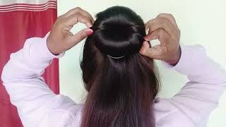 New bun hairstyle simple // How to make a beautiful and easy style bun #bunhairstyle #bun