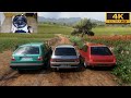 Forza Horizon 5 - RENAULT CLIO VS 205 GTI VS GOLF GTI - CONVOY with THRUSTMASTER TX   TH8A - 4K