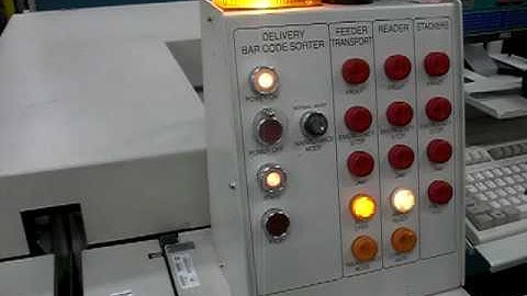 Test deck being run through a Delivery Bar Code Sorter (DBCS)