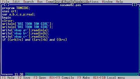 (Pascal)  Nhập vào 3 cạnh của 1 tam giác kiểm tra xem nó có phải là 3 cạnh của tam giác hay không.
