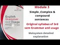 Simplecomplex  compound sentencesenglish grammar and usage3rd semestercalicut universitymodule