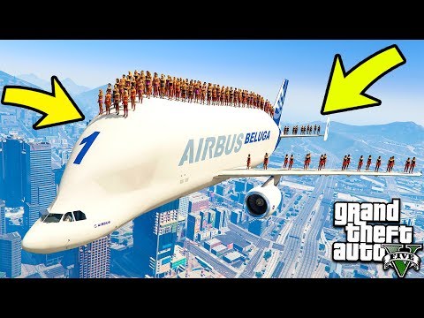 СМОГУТ ЛИ 100 ЛЮДЕЙ УСТОЯТЬ НА САМОЛЕТЕ БЕЛУГА ЭКСПЕРИМЕНТ В ГТА 5! ОБЗОР МОДА В GTA 5 ВИДЕО
