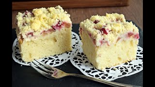 Simple Cake with Rhubarb and streusel. Moist and delicate