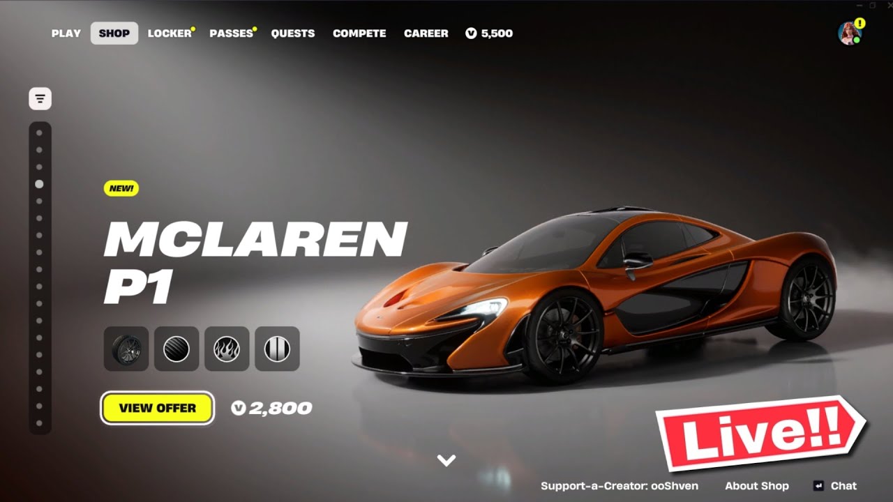 🔴 *NEW* FORTNITE MCLAREN P1 UPDATE! ITEM SHOP TODAY! (Chapter 7 LIVE)