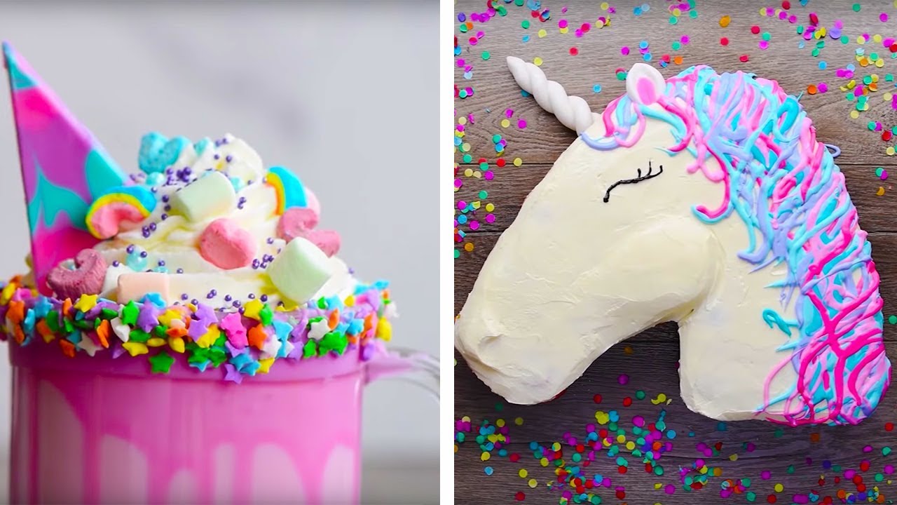  New  10 Amazing Unicorn Themed  Dessert Recipes | DIY Homemade Unicorn Buttercream Cupcakes by So Yummy