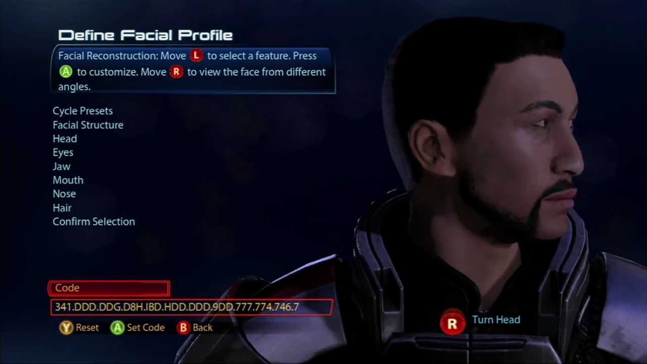 mass effect 3 male face codes