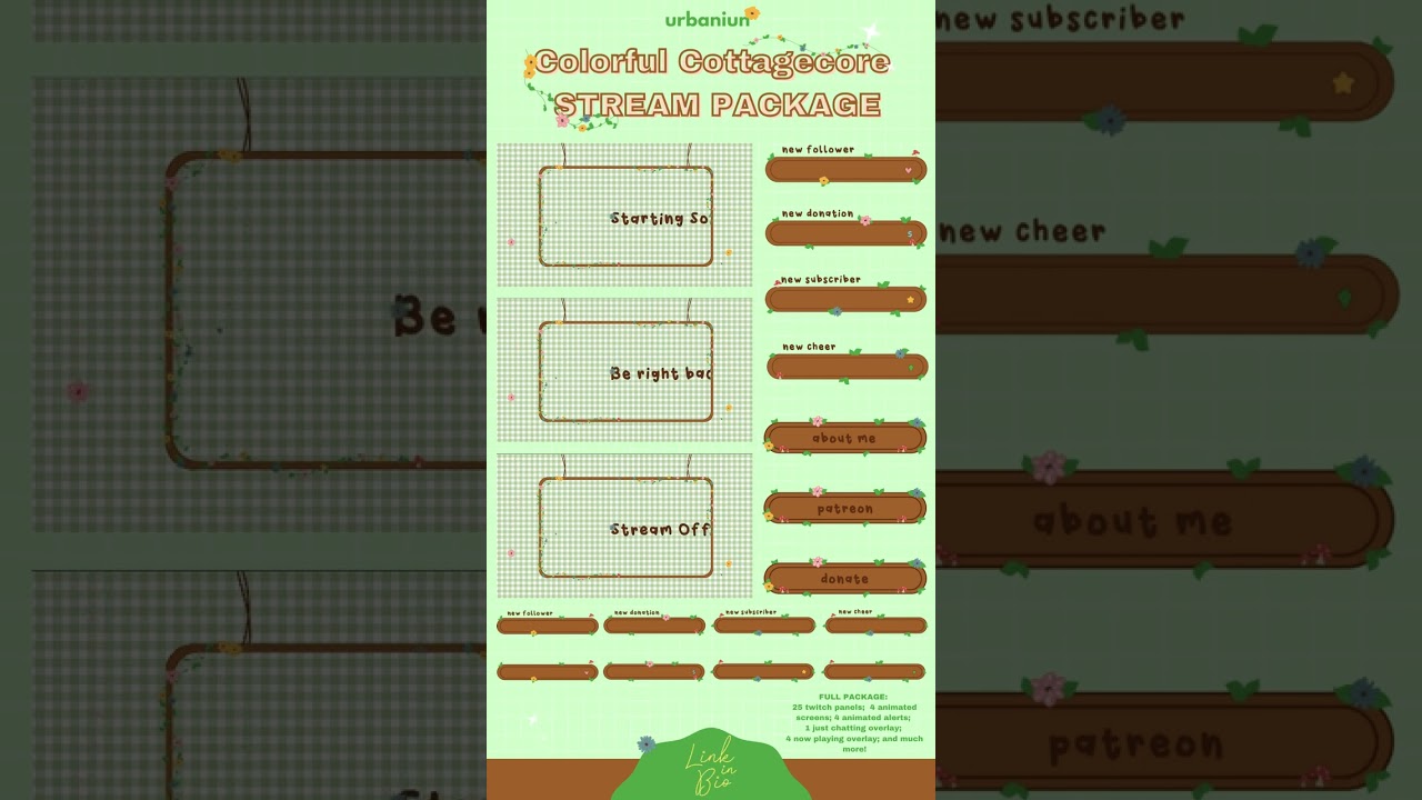 Cottage Core Ingame & Just Chatting Overlay Twitch  