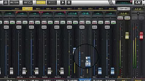 Soundcraft UI24r Mixer - Adding global FX to Aux sends