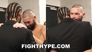 DAVID HAYE CONSOLES TONY BELLEW SECONDS AFTER KNOCKOUT LOSS TO USYK; EMBRACE BACKSTAGE