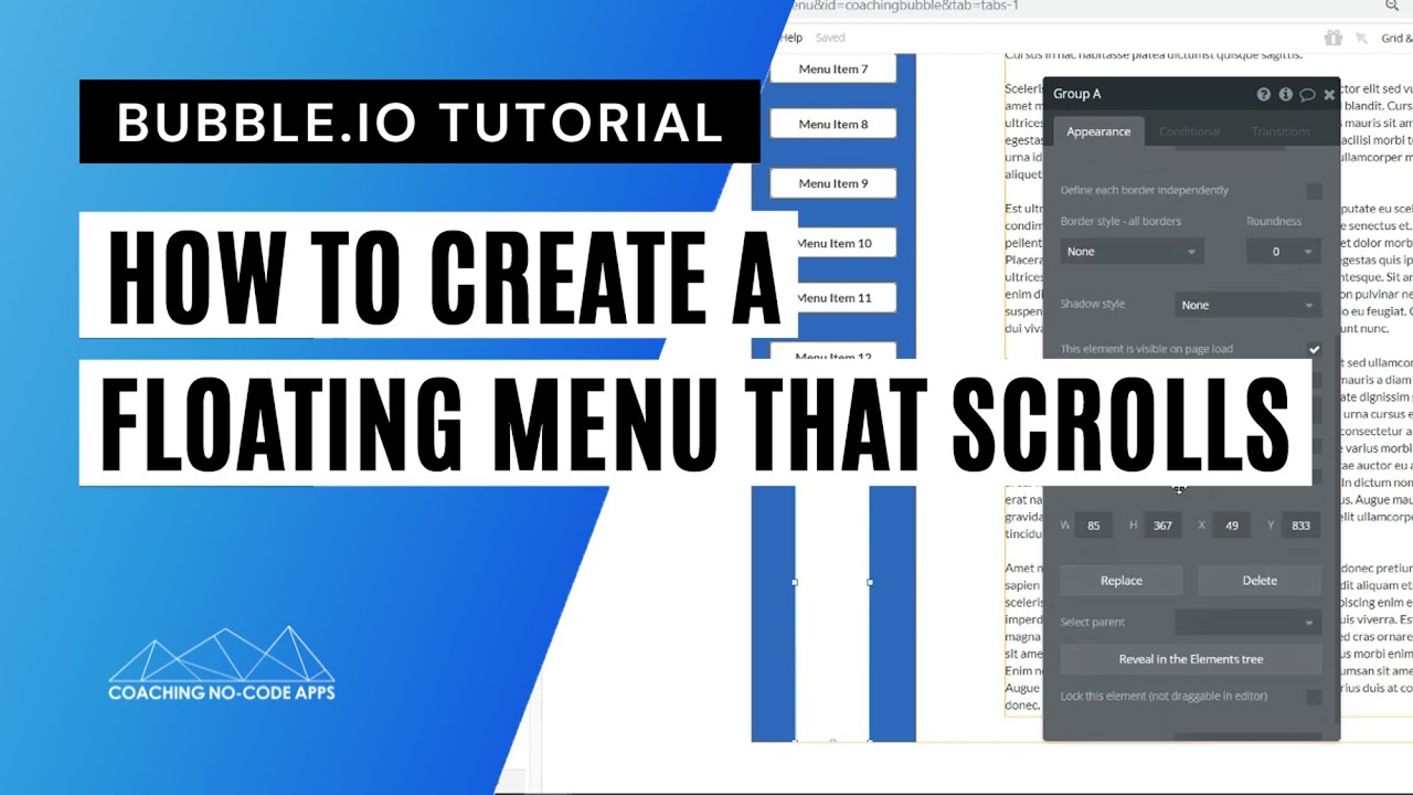 menu เลื่อน ตาม scroll bar  Update 2022  How to Create a Floating Menu that Scrolls (floating group with scroll bar)