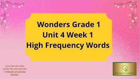 Wonders Grade 1 High Frequency Words Unit 4 Week 1