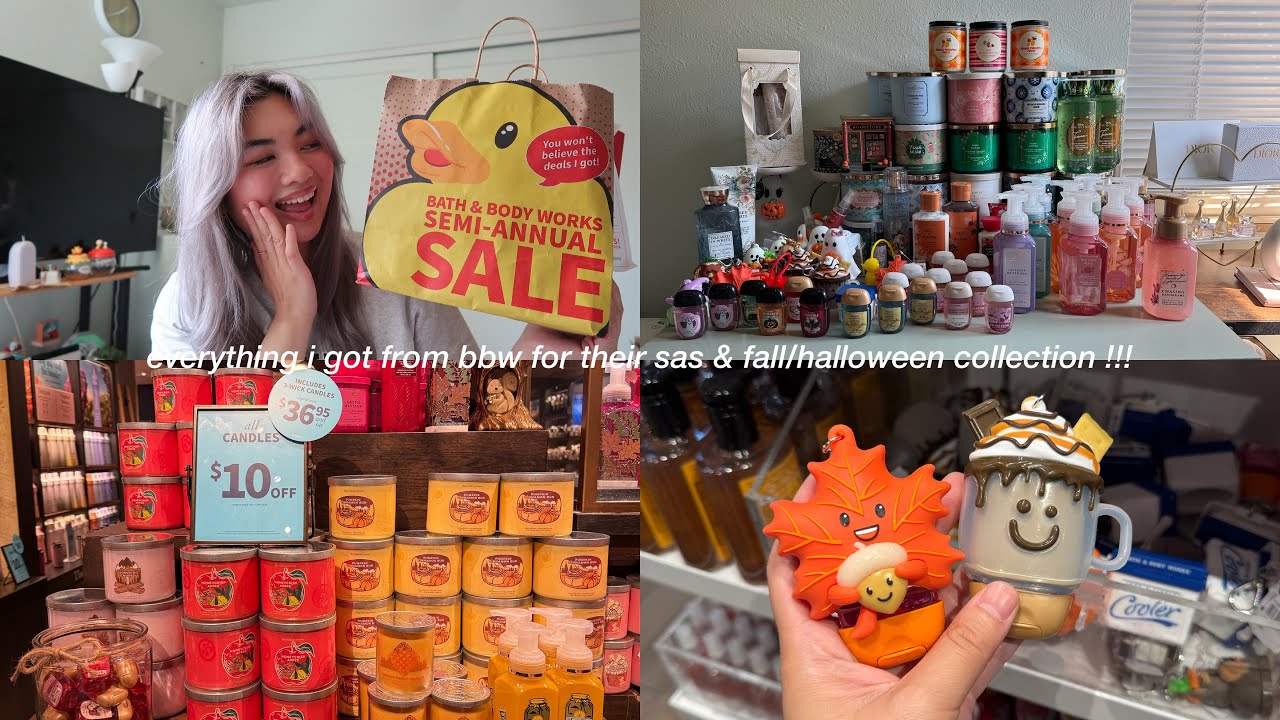 everything i got from the semi annual sale & halloween/fall haul at bath & body works ☕🍂🧺🧸