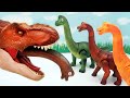 T-Rex VS Brachiosaurus! Donosaur Battle Video - Walking And Laying Brachiosaurus