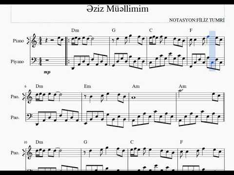 Əziz Müəllimim   -Sevinc Ağasıyeva -PİYANO NOTALARI