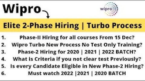 Wipro Phase 2 Hiring Update | Wipro Turbo Hiring 2022 | 2021| 2020 Batch - Wipro Turbo New Process
