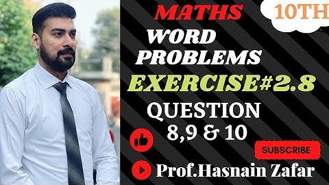 #10thclass maths Unit 2 Ex 2.8 Q. 8,9 & 10 || ex#2.8 Q 8,9&10 #equation #wordproblem#youtuber#maths