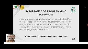 PROGRAMMING SOFTWARE | SNS INSTITUTIONS |LECTURE VIDEO