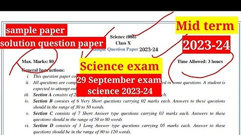 Class 10 science sample paper mid term exam 2023-24 | Class mid term questions paper with solution