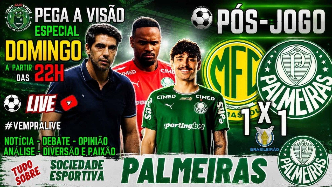 🚨#AOVIVO- LIVE ESPECIAL DOMINGO: PÓS-JOGO BR: MIRASSOL 1X1 PALMEIRAS | ATUAÇÃO MTO ABAIXO DO VERDÃO