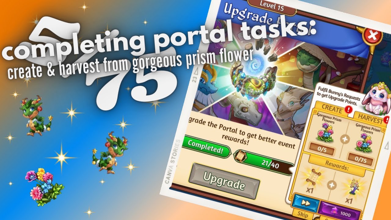 Merge Dragons, Completing portal tasks create & harvest from