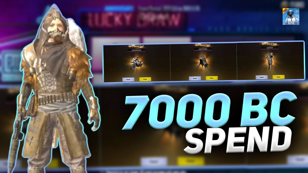 PUBG MOBILE LITE NEW LUCKY DRAW || NEW LUCKY SPIN OPENING PUBG LITE || 7000 BC SPEND