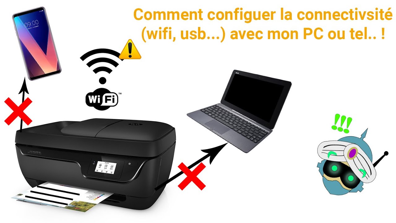 Dépannage : Configurer la connexion wifi de votre imprimante HP OfficeJet  3831 avec PC, smartphone. - YouTube