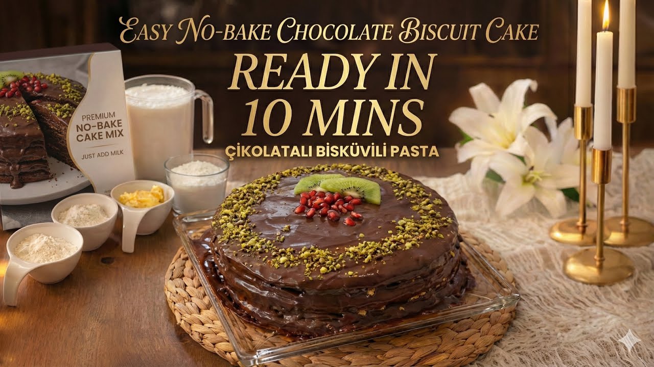 ✨NO BAKE CHOCOLATE BISCUIT CAKE (Only 4 Ingredients) | Mozaik Pasta 🎂✨