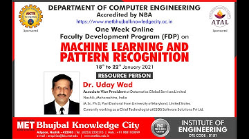 FDP on Machine Learning & Pattern Recognition (Day 3, Session-1)