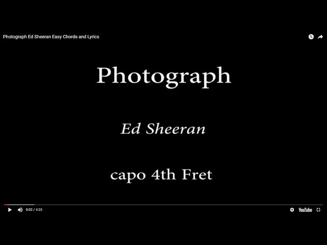 Photograph - Ed Sheeran Easy Chords and  Lyrics (4th fret) class=